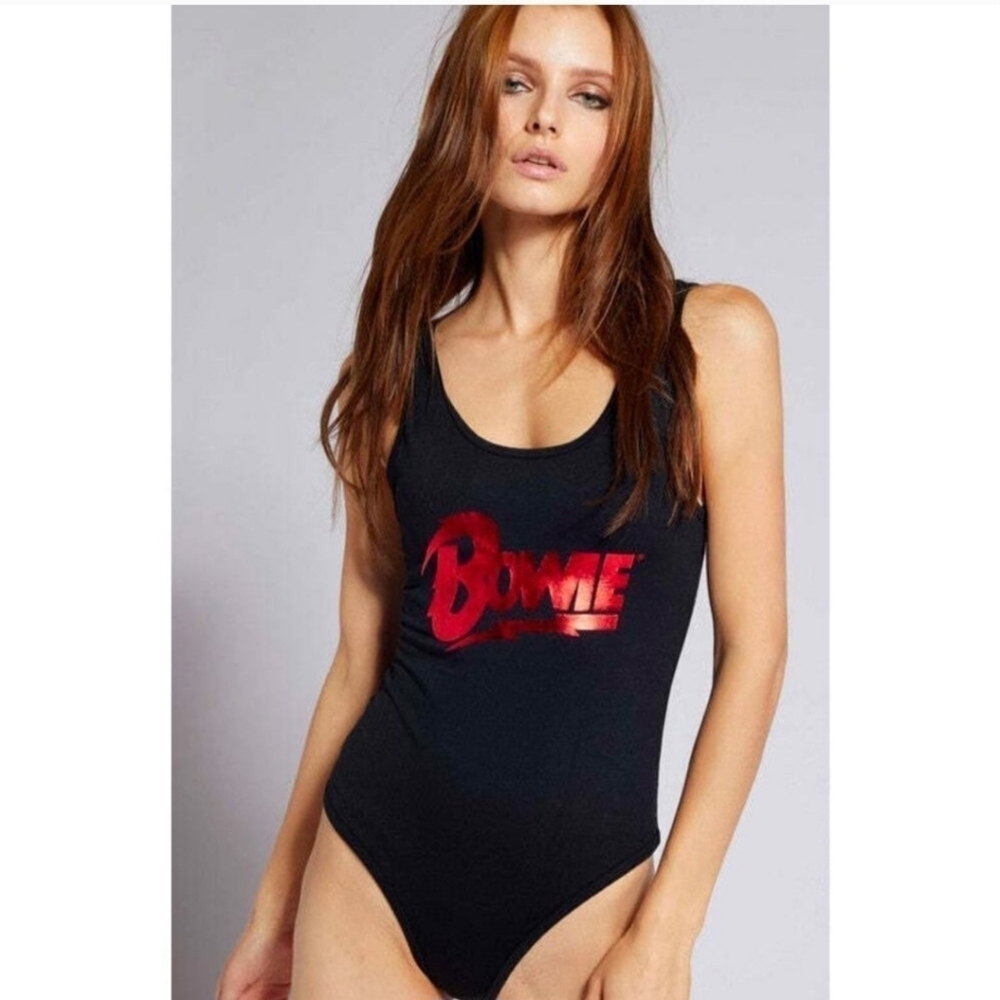 EUC Recycled Karma David Bowie Lightening Bolt Graphic Bodysuit Size Large - Picture 2 of 9